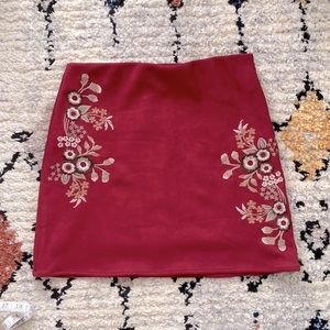 Cute embroidered suede skirt